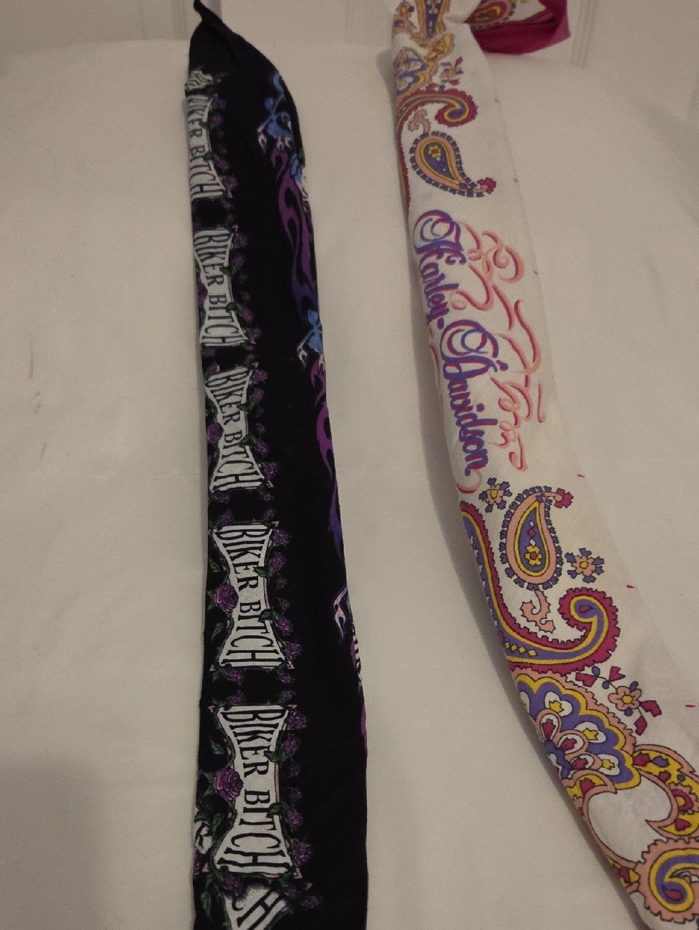 Harley-Davidson Black & White Paisley and Script Scarfs Or Wear As Headbands
